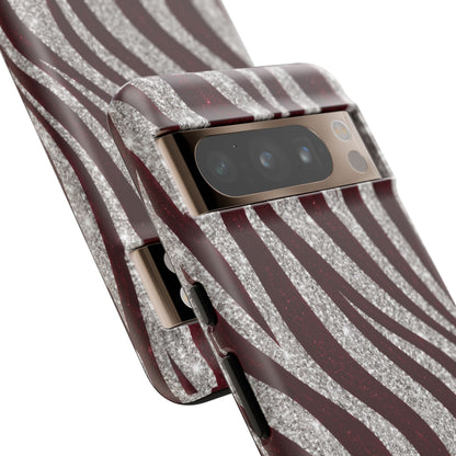 Burgundy Zebra Glitter Tough Case