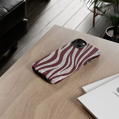Burgundy Zebra Glitter Tough Case