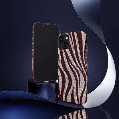 Burgundy Zebra Glitter Tough Case