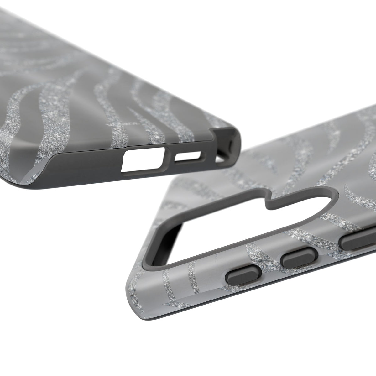 Silver Glitter Zebra Tough Case