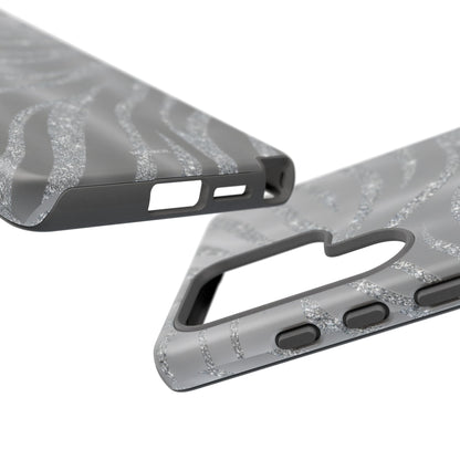 Silver Glitter Zebra Tough Case