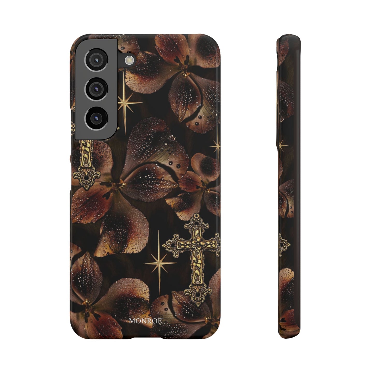 Brown Floral Cross Case