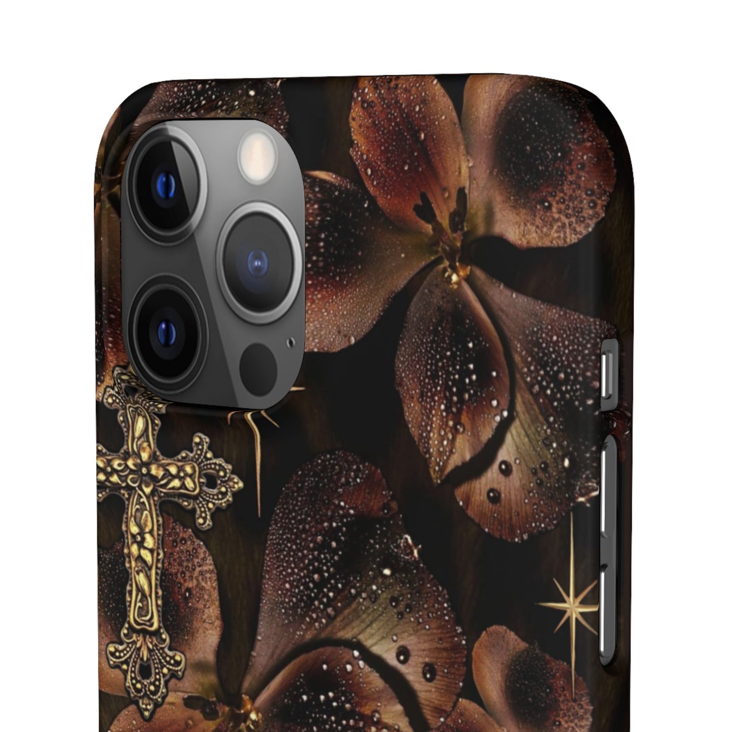 Brown Floral Cross Case