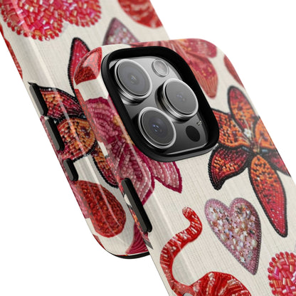 Floral & Heart Pattern Tough Case
