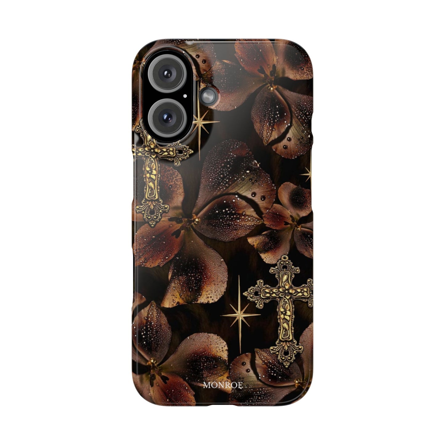 Brown Floral Cross Case