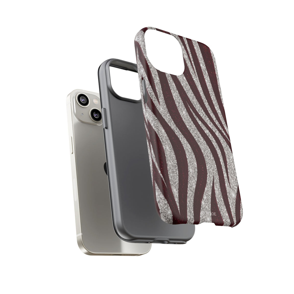 Burgundy Zebra Glitter Tough Case