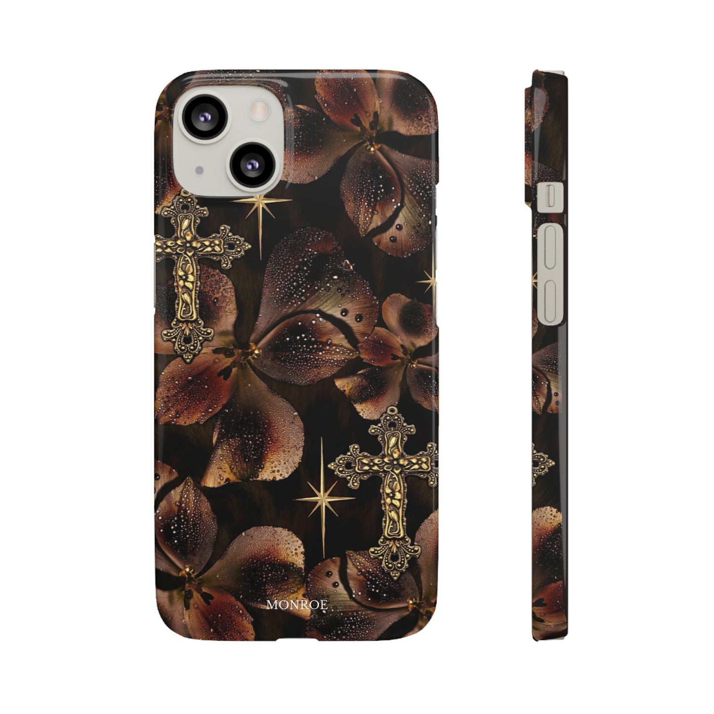 Brown Floral Cross Case