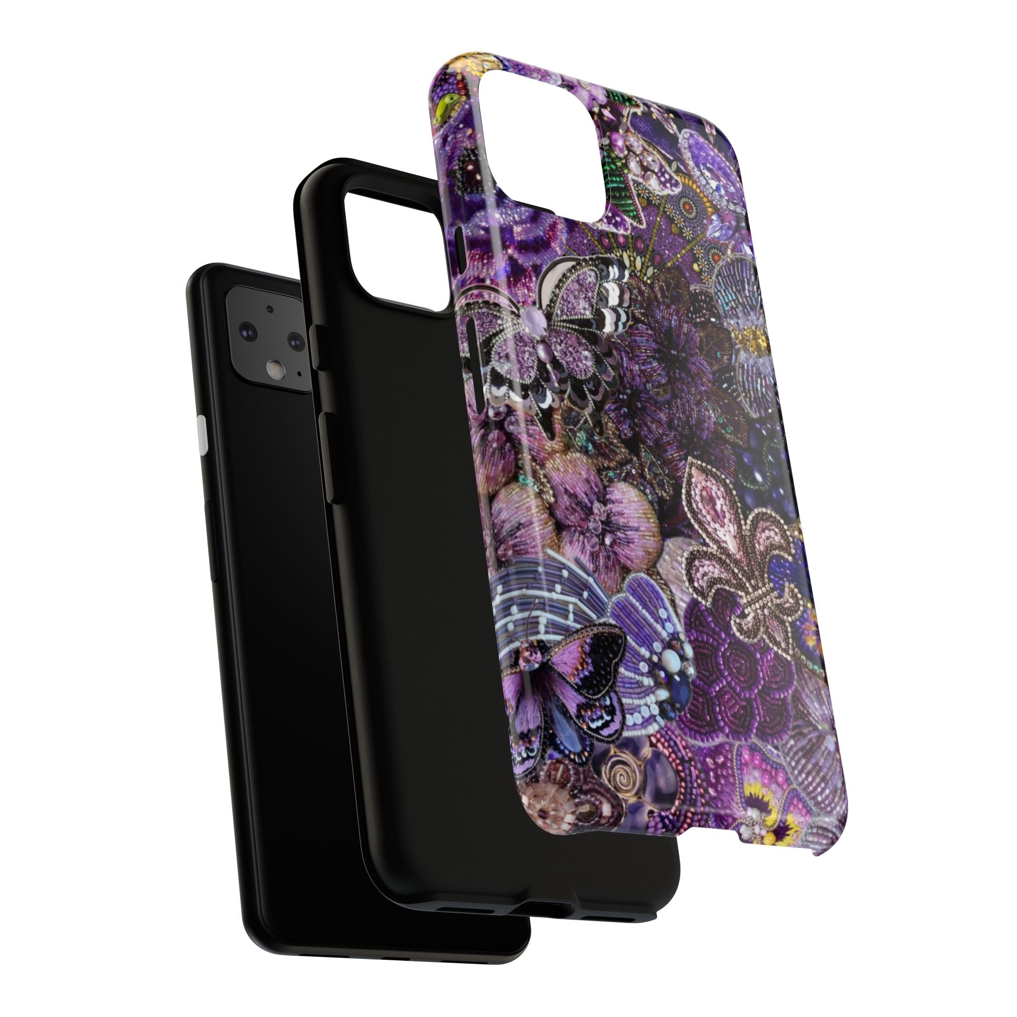 Purple Fleur-de-Lis Floral Tough Phone Case
