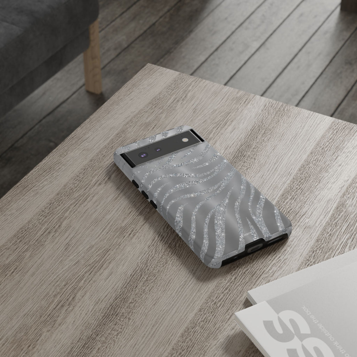 Silver Glitter Zebra Tough Case