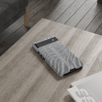 Silver Glitter Zebra Tough Case