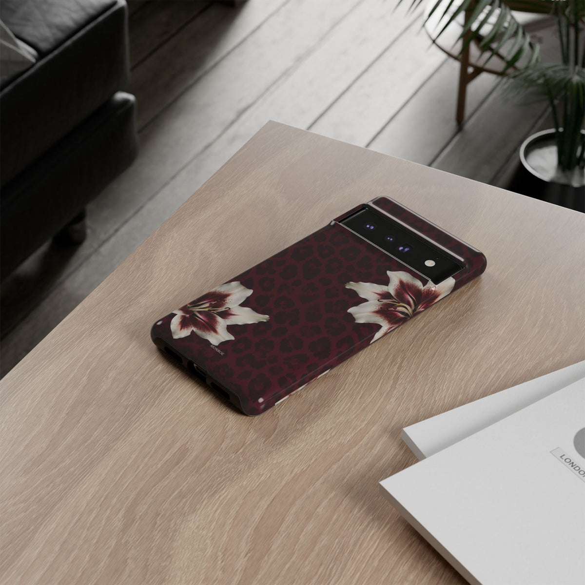 Burgundy Lily Leopard Tough Case