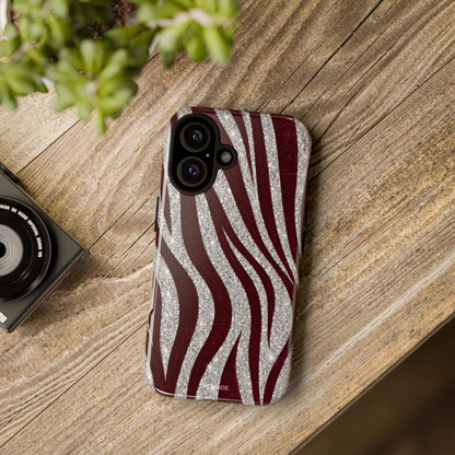 Burgundy Zebra Glitter Tough Case