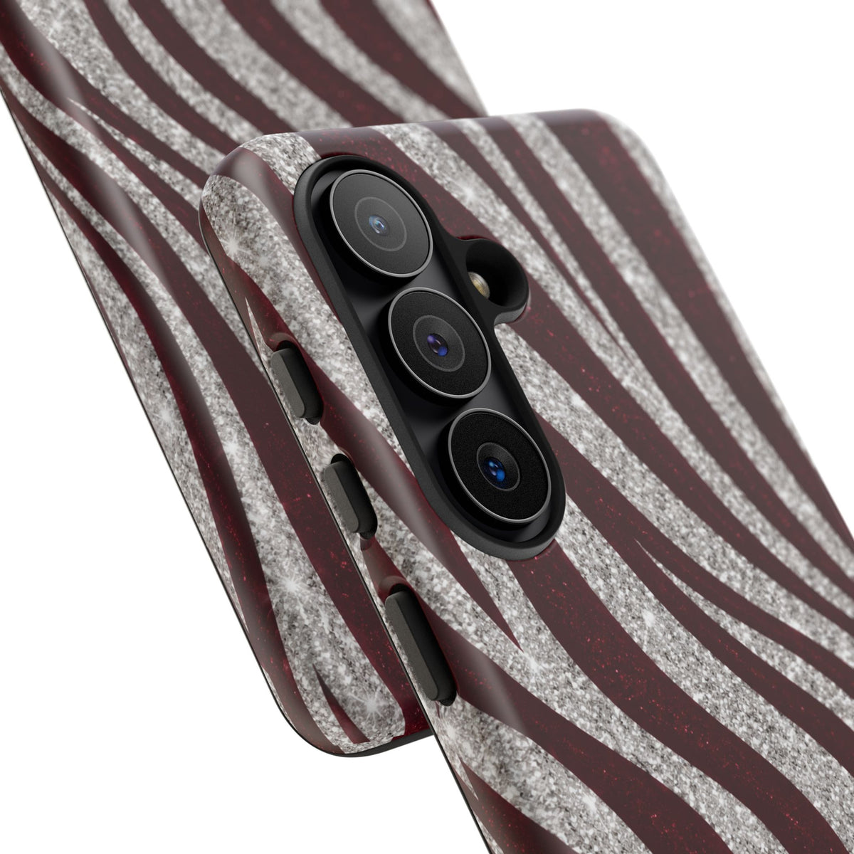 Burgundy Zebra Glitter Tough Case