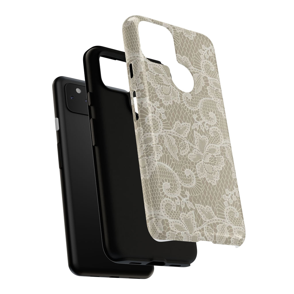 White Lace Pattern Tough Phone Case