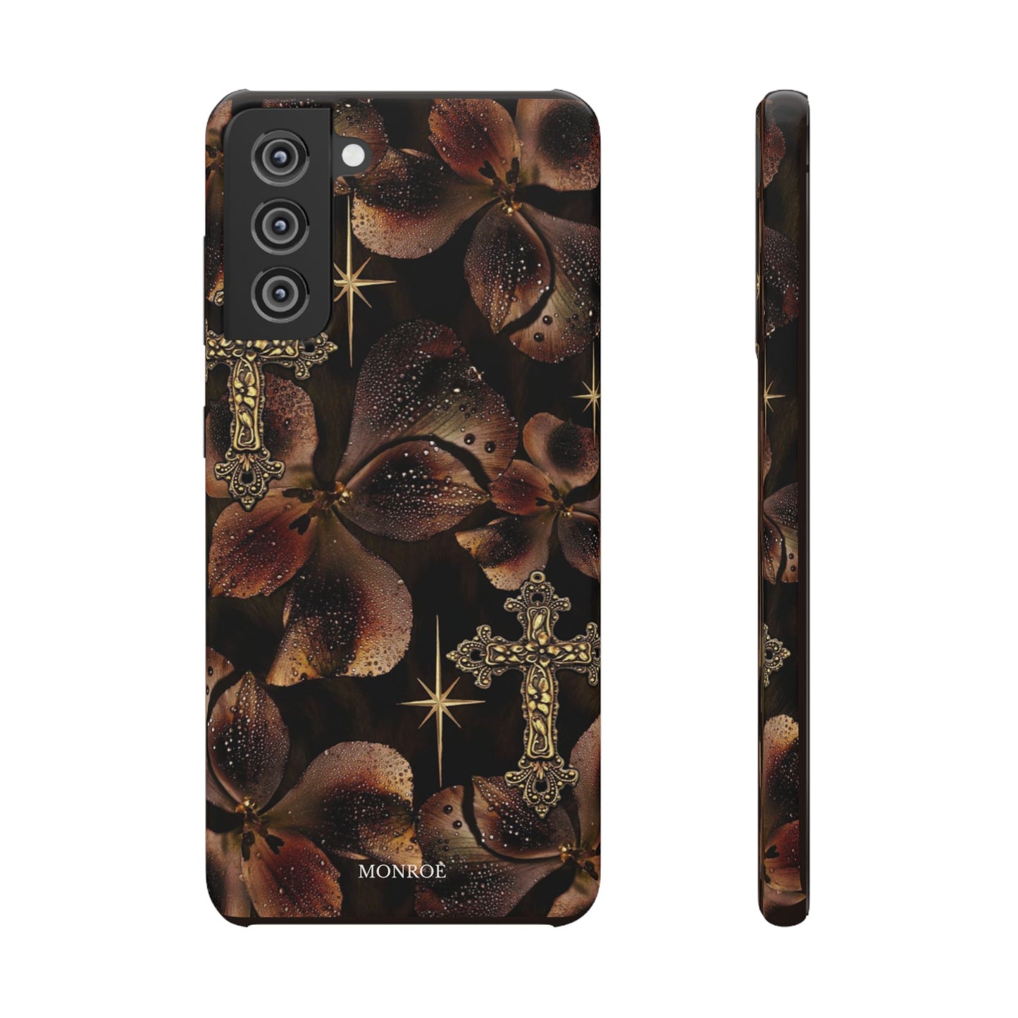 Brown Floral Cross Case