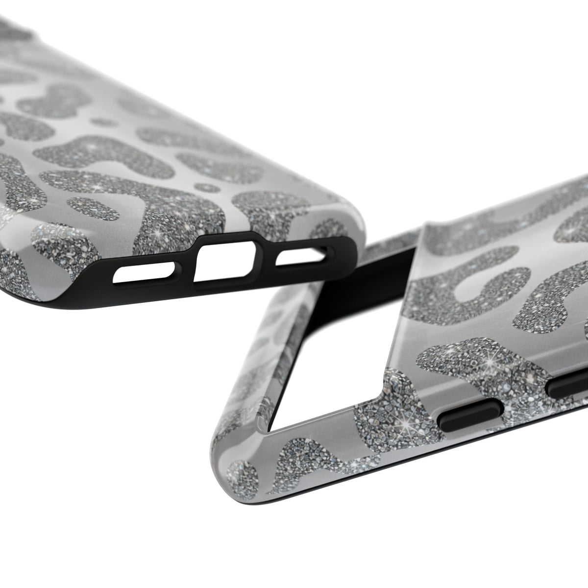 Silver Glitter Leopard Tough Case