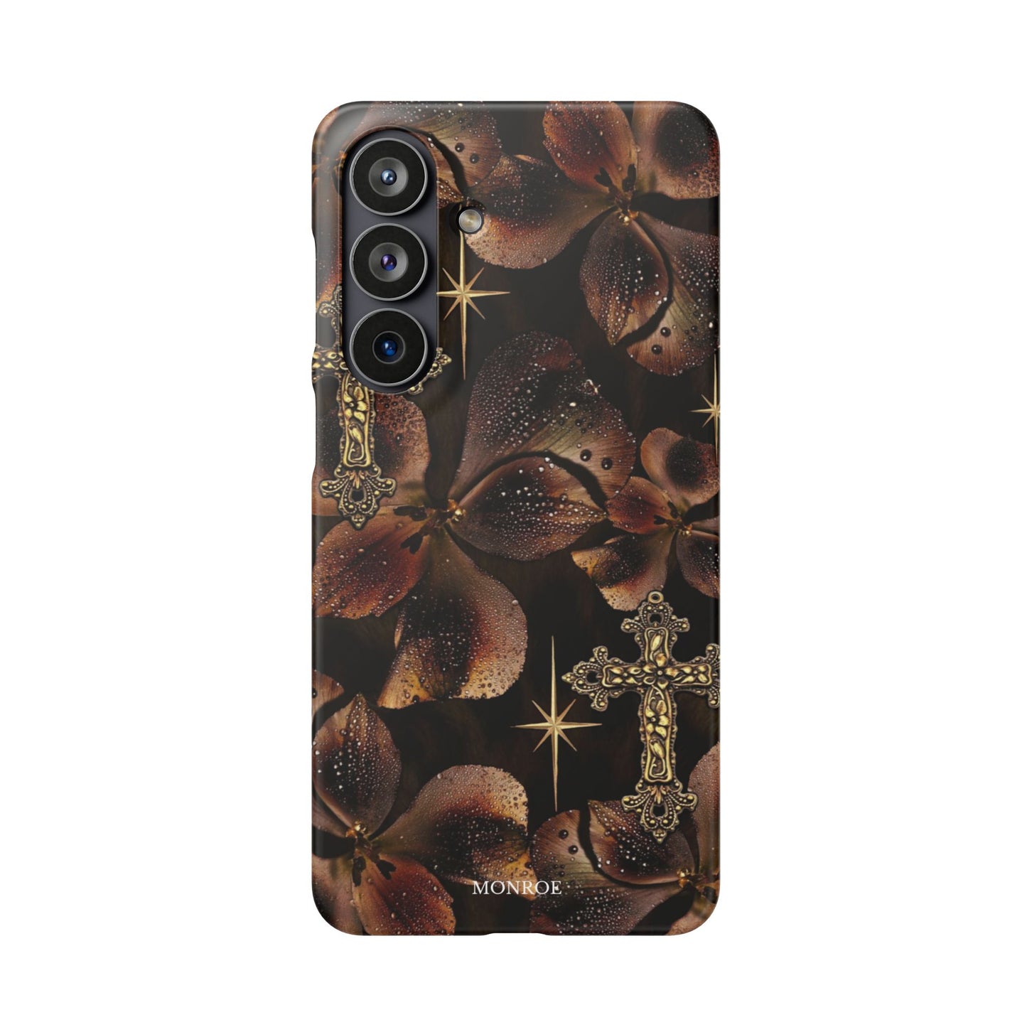 Brown Floral Cross Case