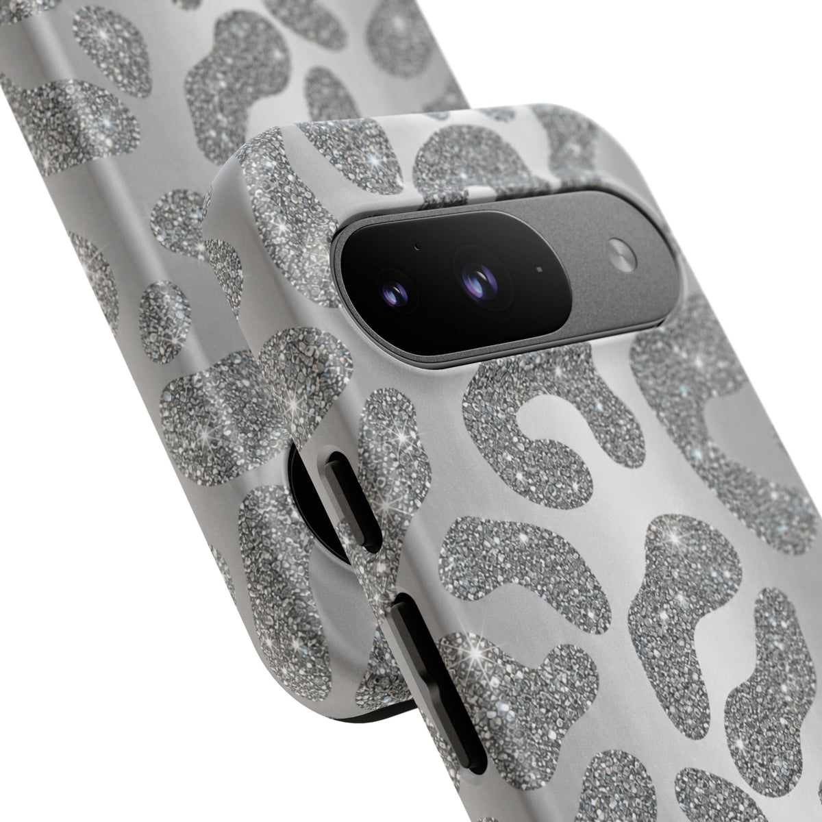 Silver Glitter Leopard Tough Case