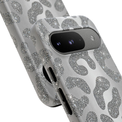 Silver Glitter Leopard Tough Case