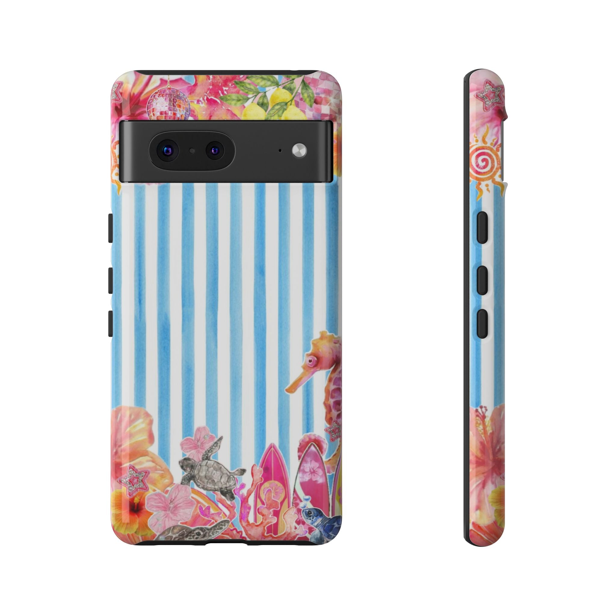 Beach Blue Striped Tough Phone Case