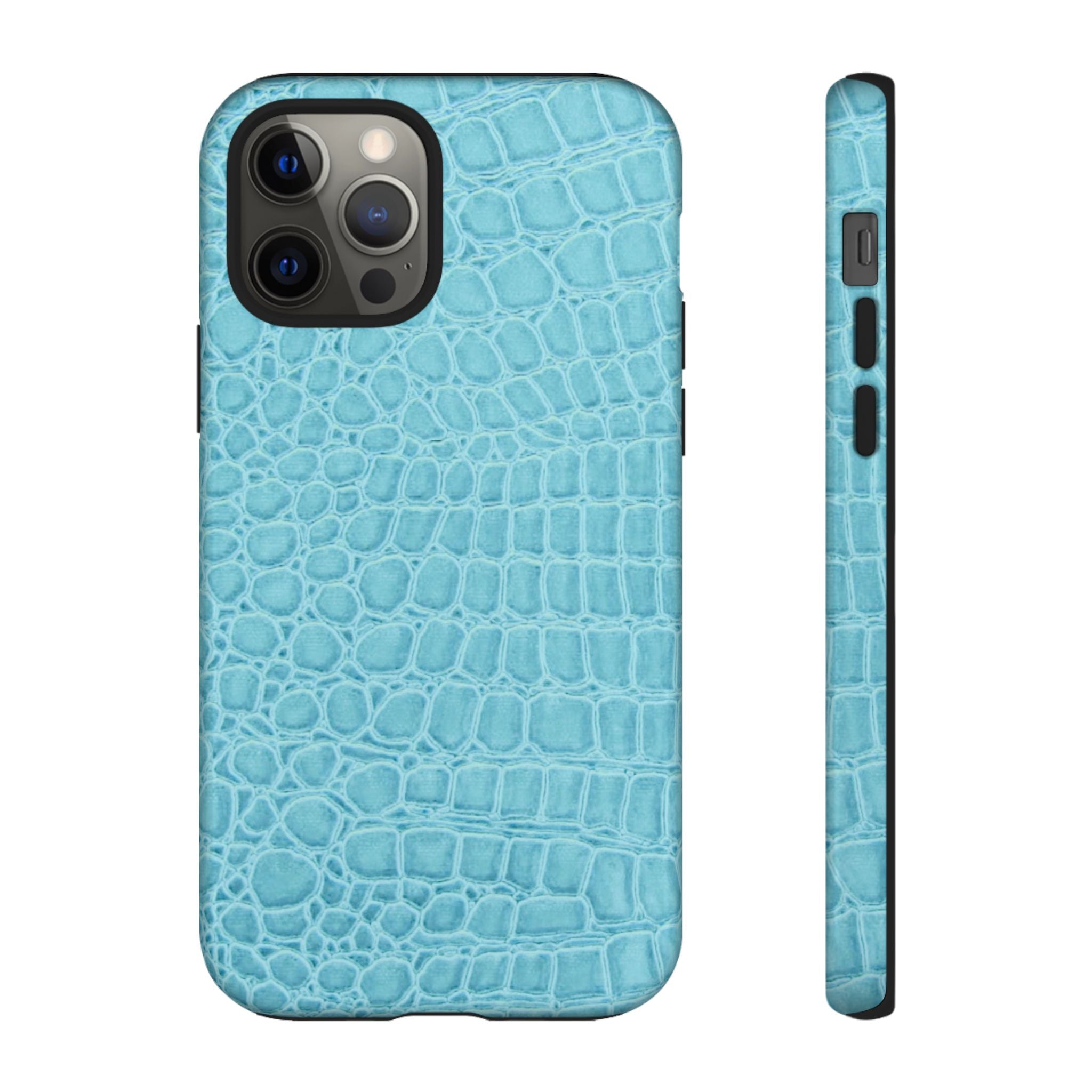 Croc Embossed Turquoise Phone Case