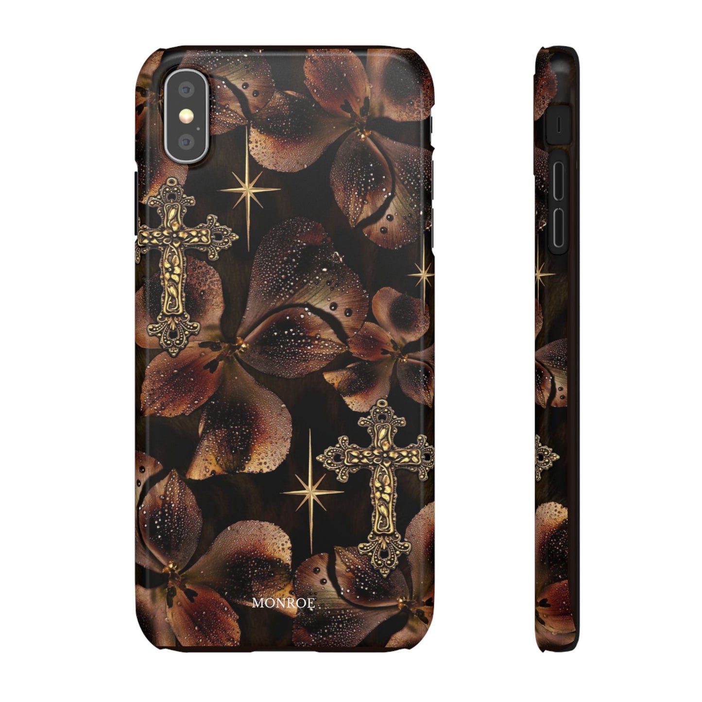 Brown Floral Cross Case