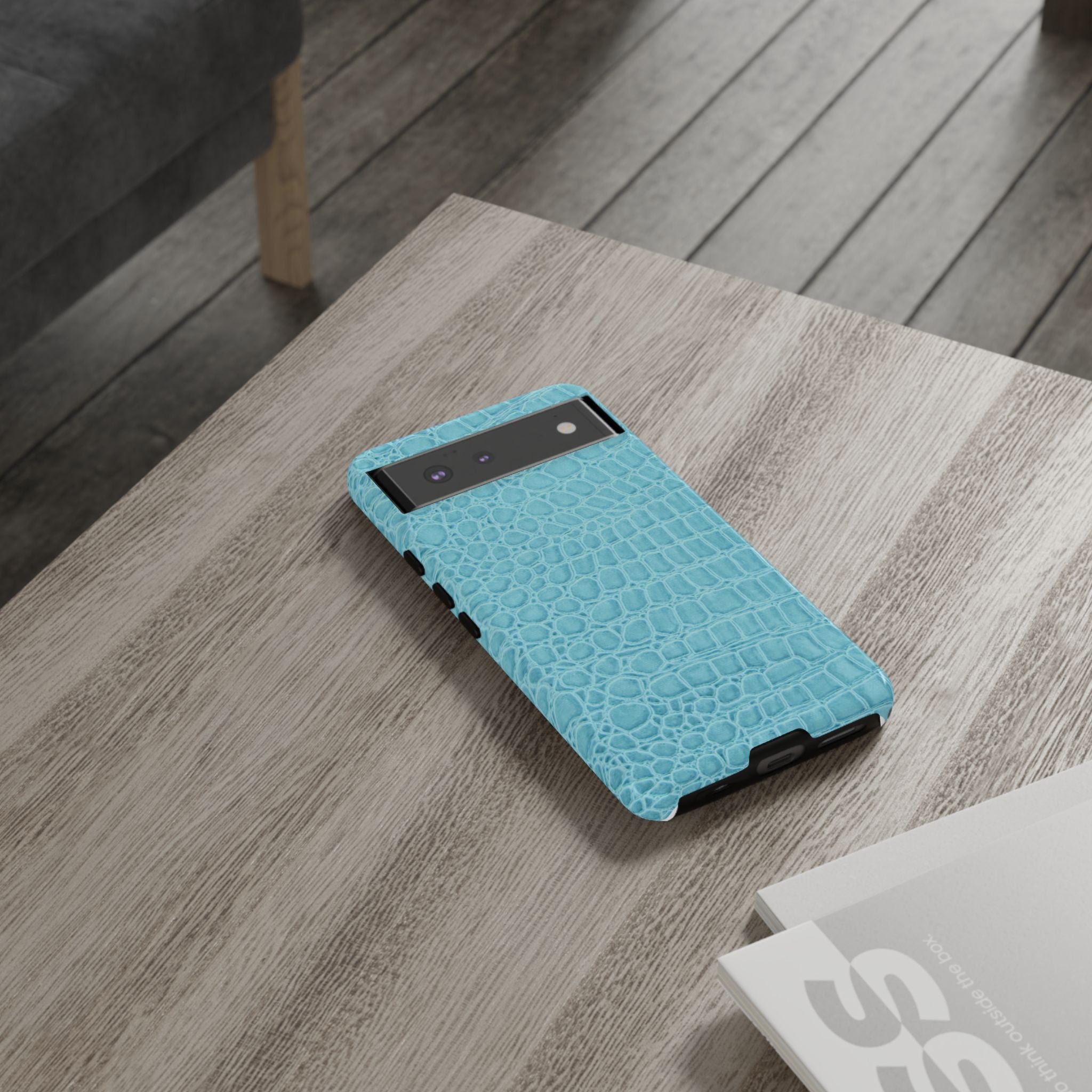 Croc Embossed Turquoise Phone Case