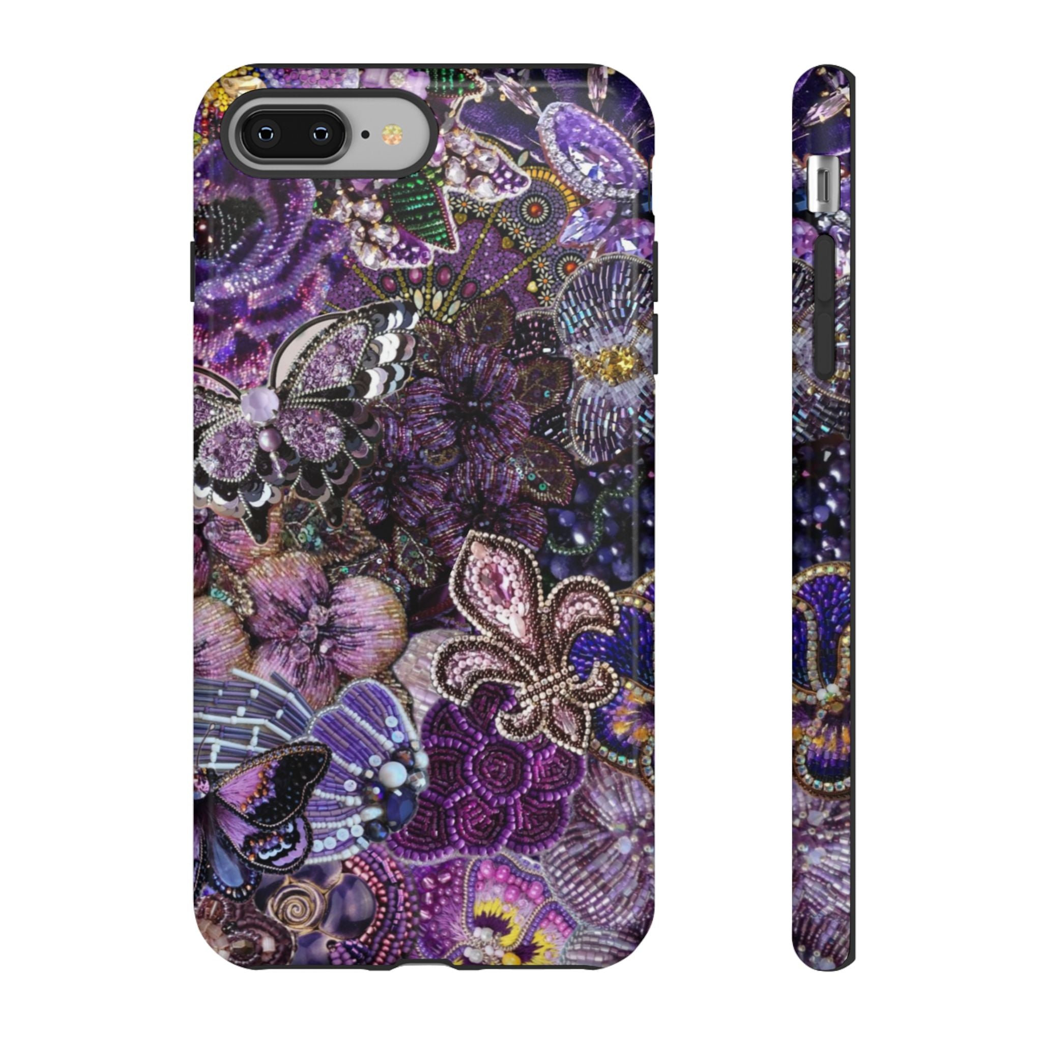 Purple Fleur-de-Lis Floral Tough Phone Case