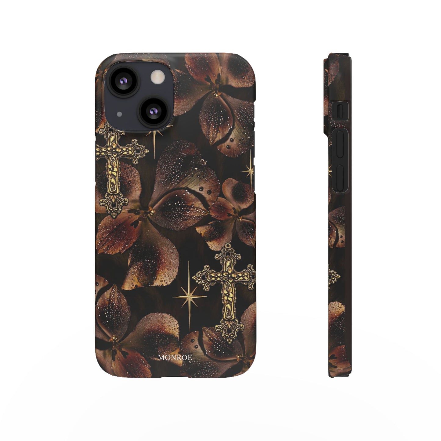Brown Floral Cross Case