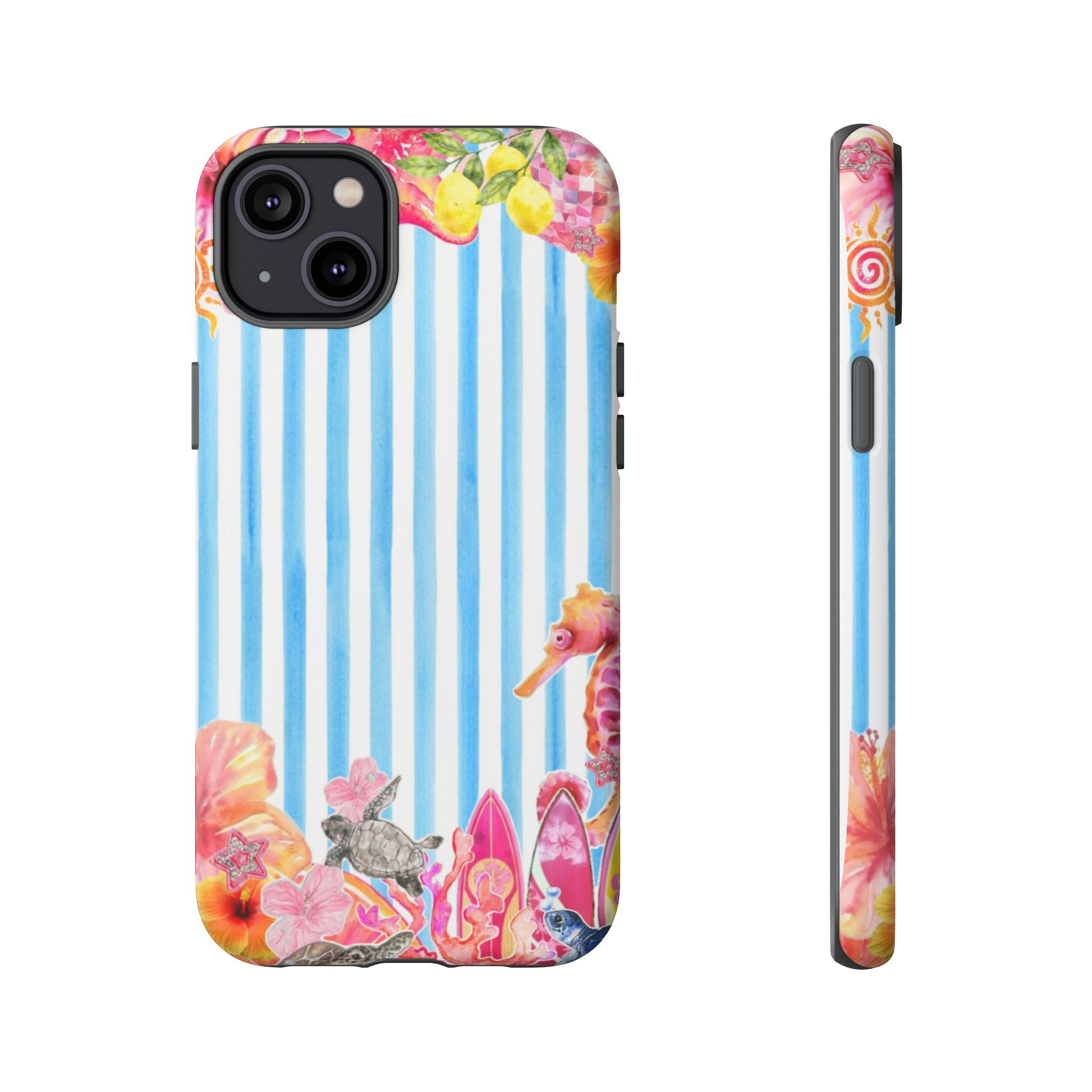 Beach Blue Striped Tough Phone Case