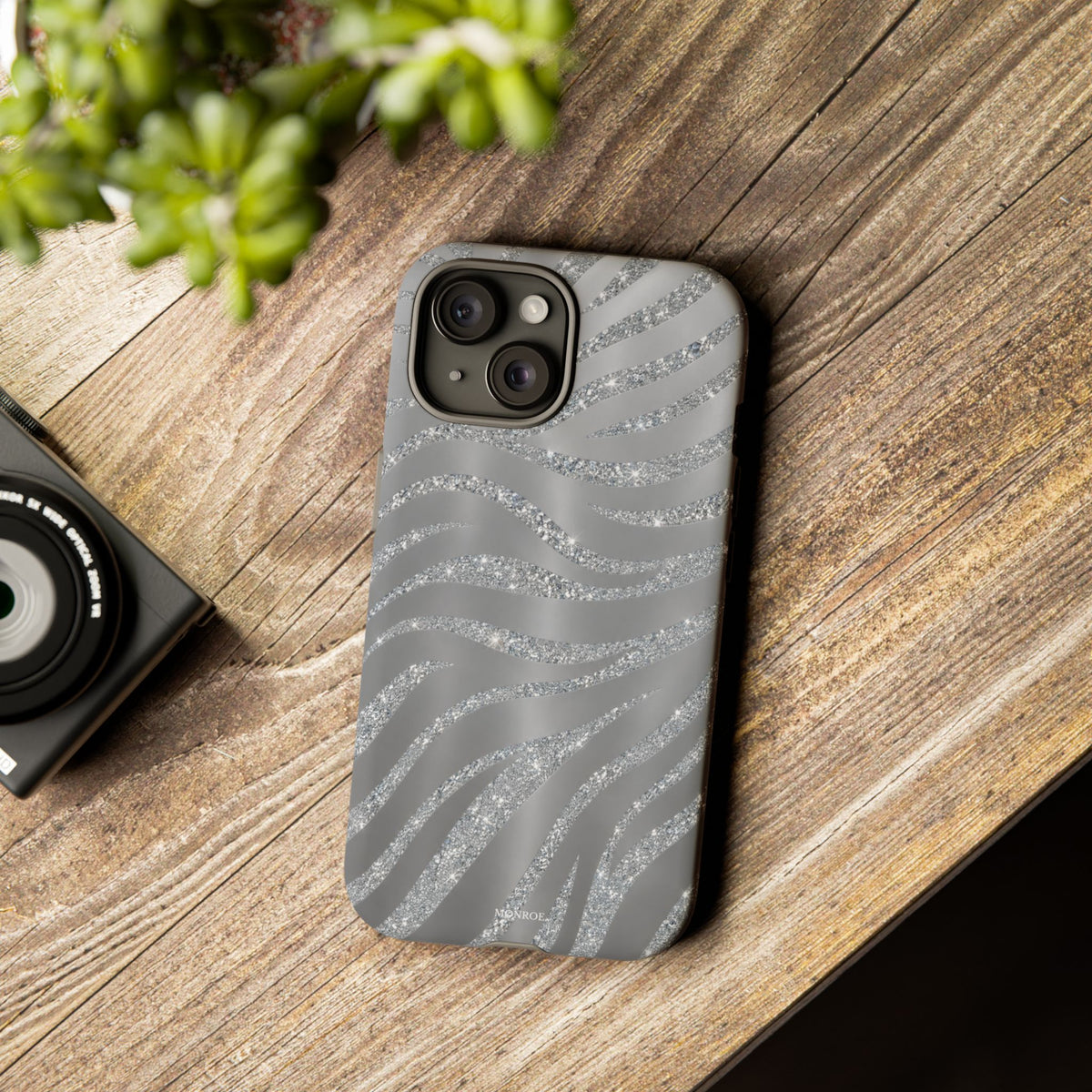 Silver Glitter Zebra Tough Case