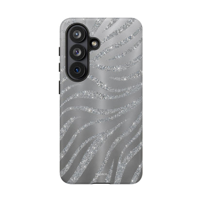 Silver Glitter Zebra Tough Case