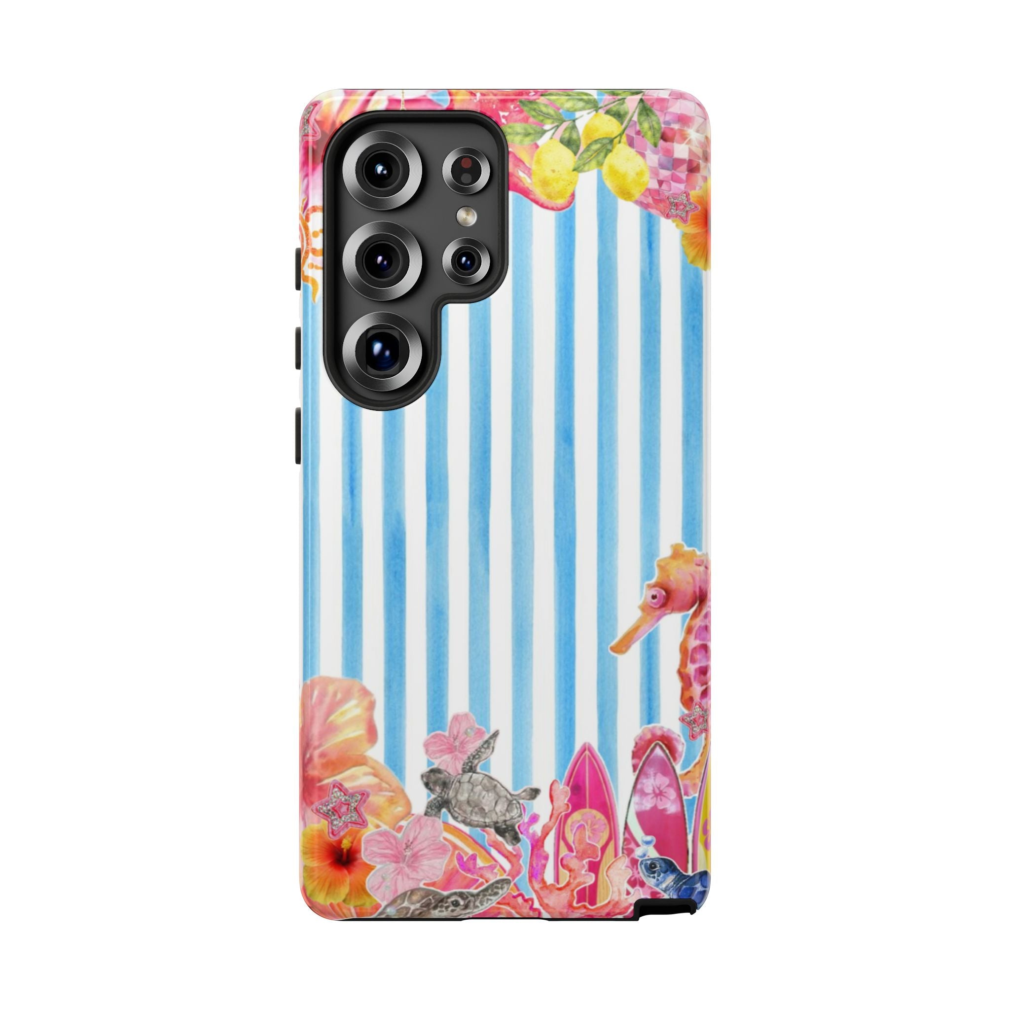 Beach Blue Striped Tough Phone Case