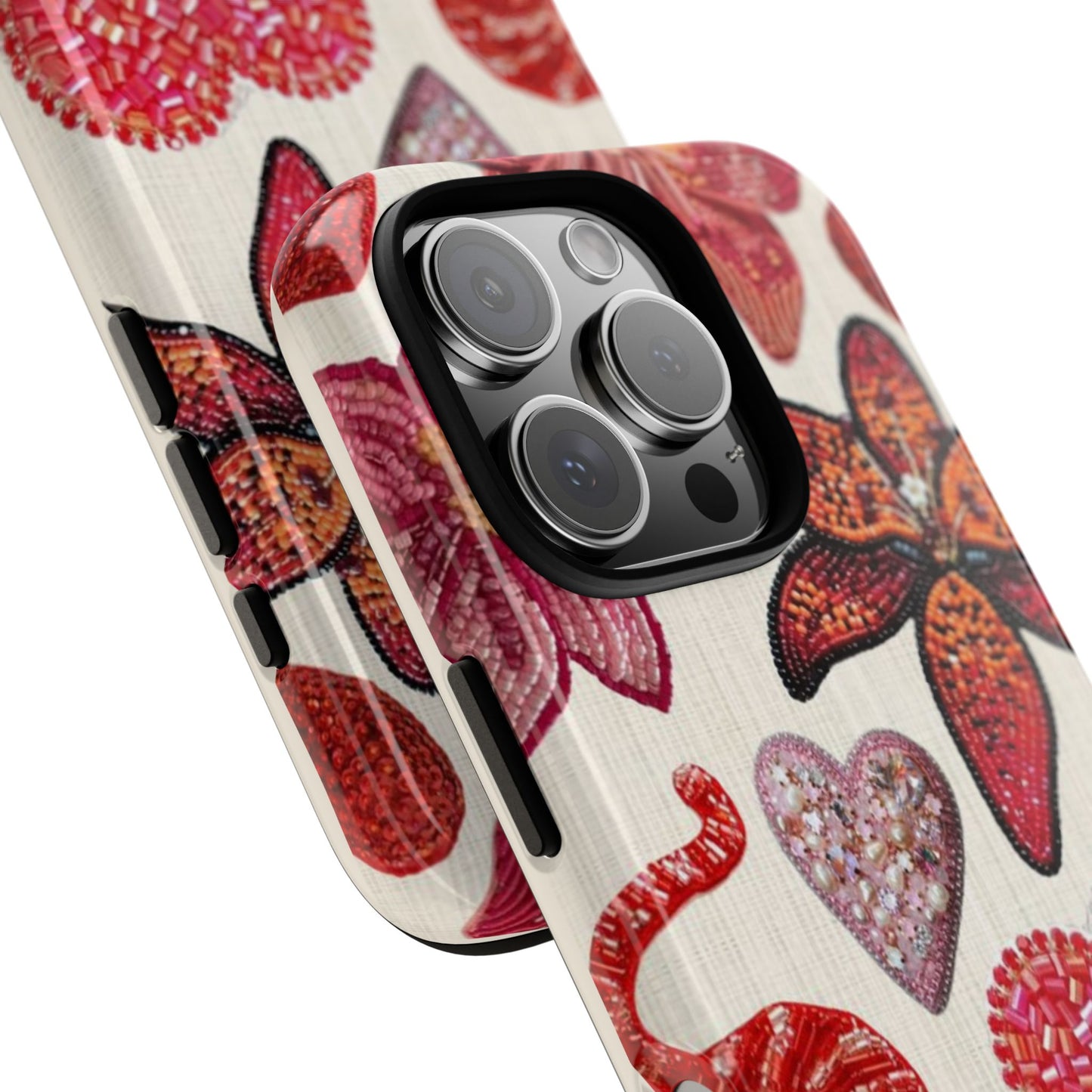 Floral & Heart Pattern Tough Case