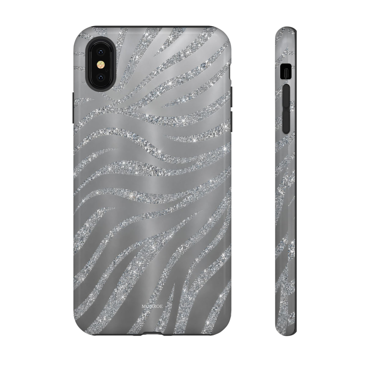 Silver Glitter Zebra Tough Case