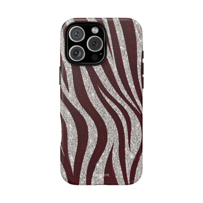 Burgundy Zebra Glitter Tough Case