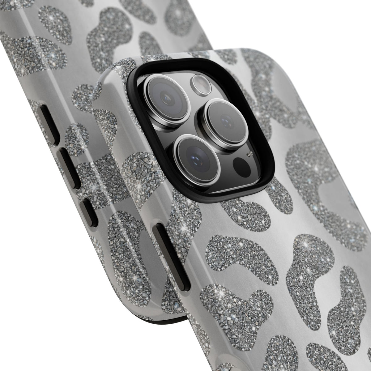 Silver Glitter Leopard Tough Case