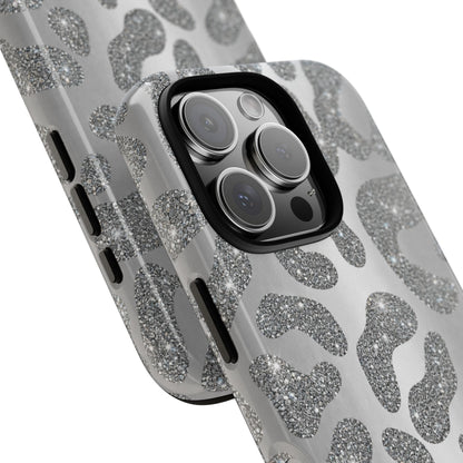 Silver Glitter Leopard Tough Case