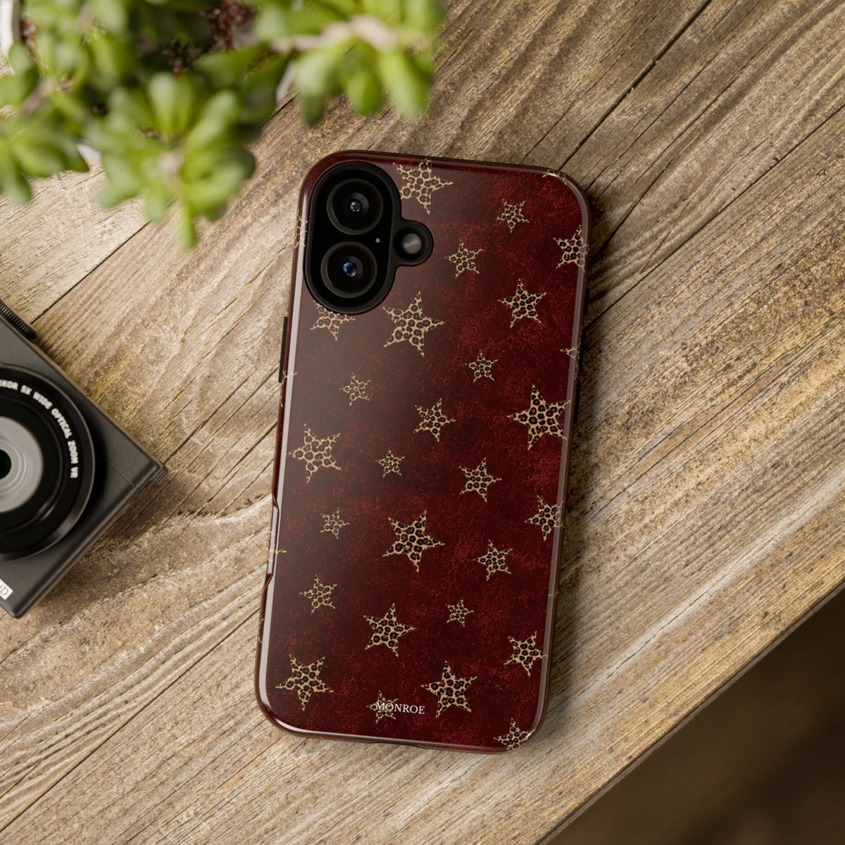 Burgundy Leopard Star Tough Case