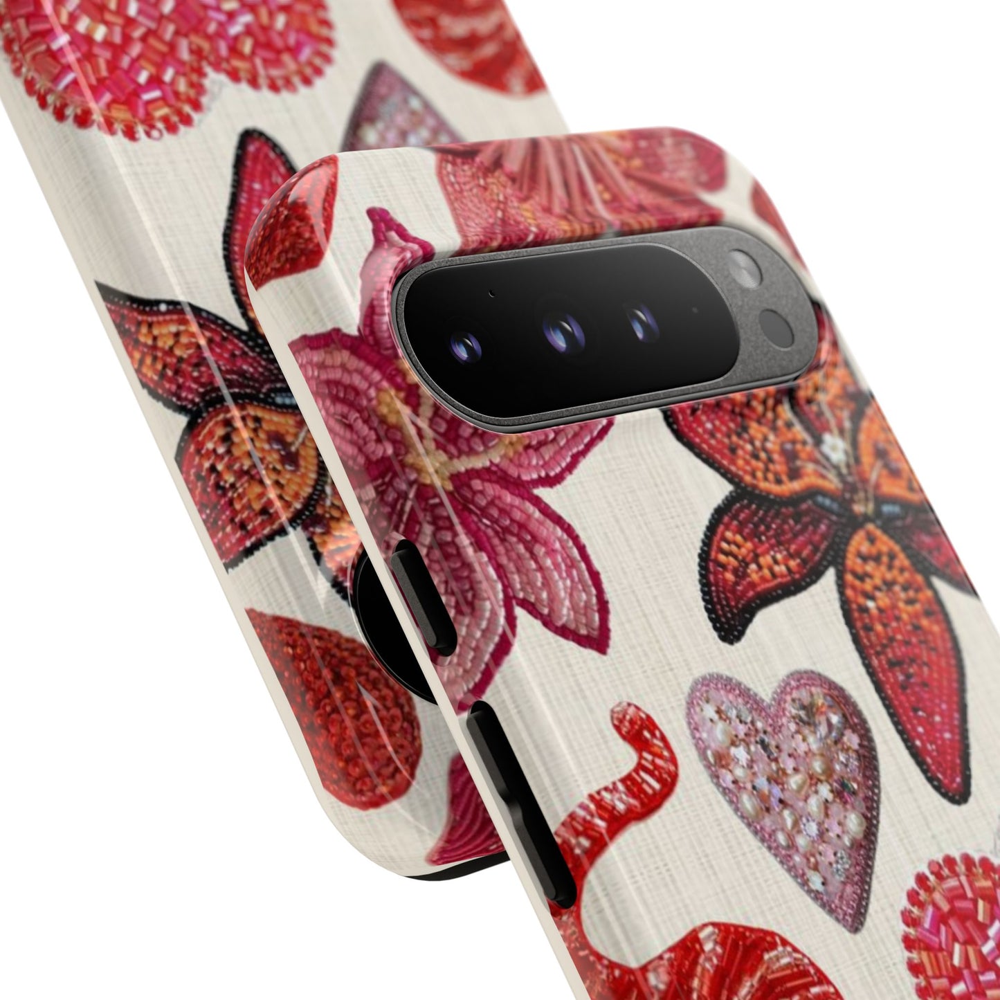 Floral & Heart Pattern Tough Case