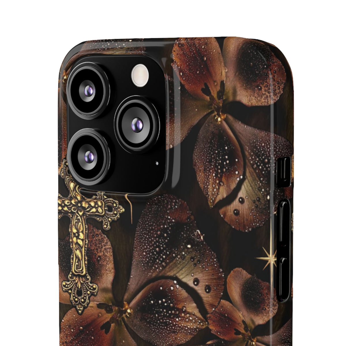 Brown Floral Cross Case