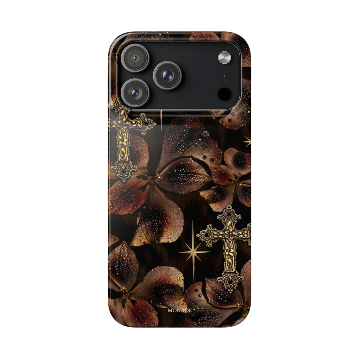 Brown Floral Cross Case