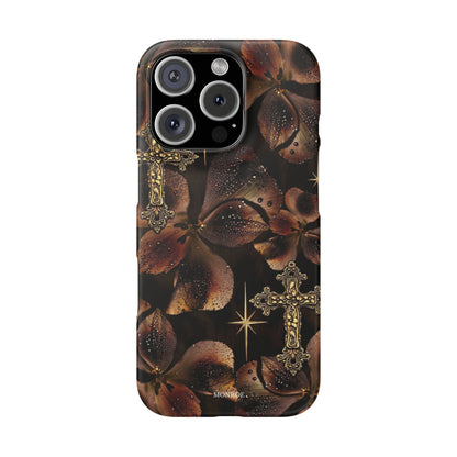 Brown Floral Cross Case