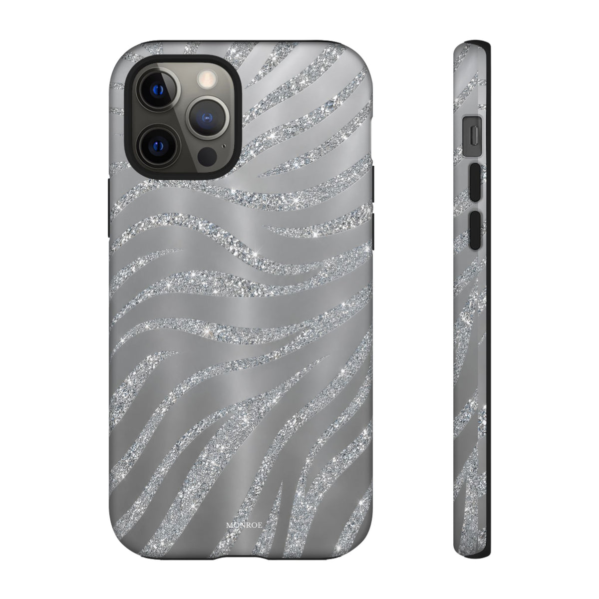 Silver Glitter Zebra Tough Case
