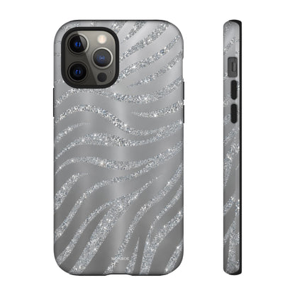 Silver Glitter Zebra Tough Case