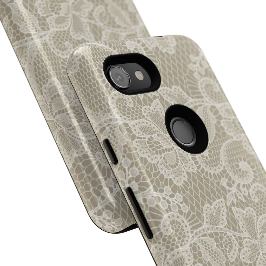 White Lace Pattern Tough Phone Case