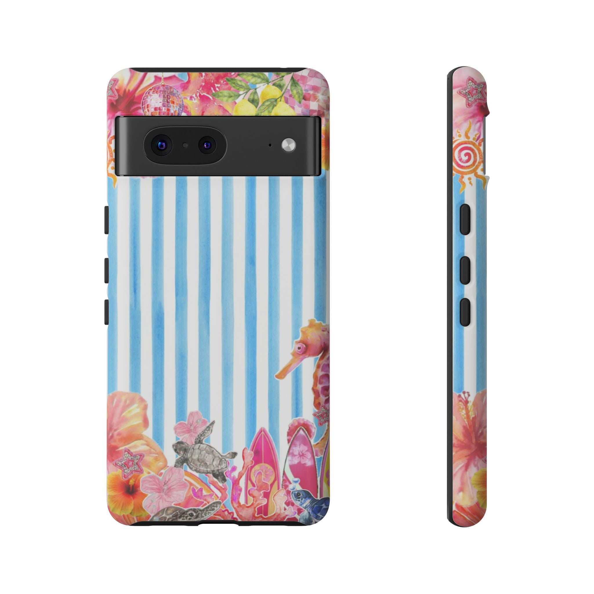 Beach Blue Striped Tough Phone Case