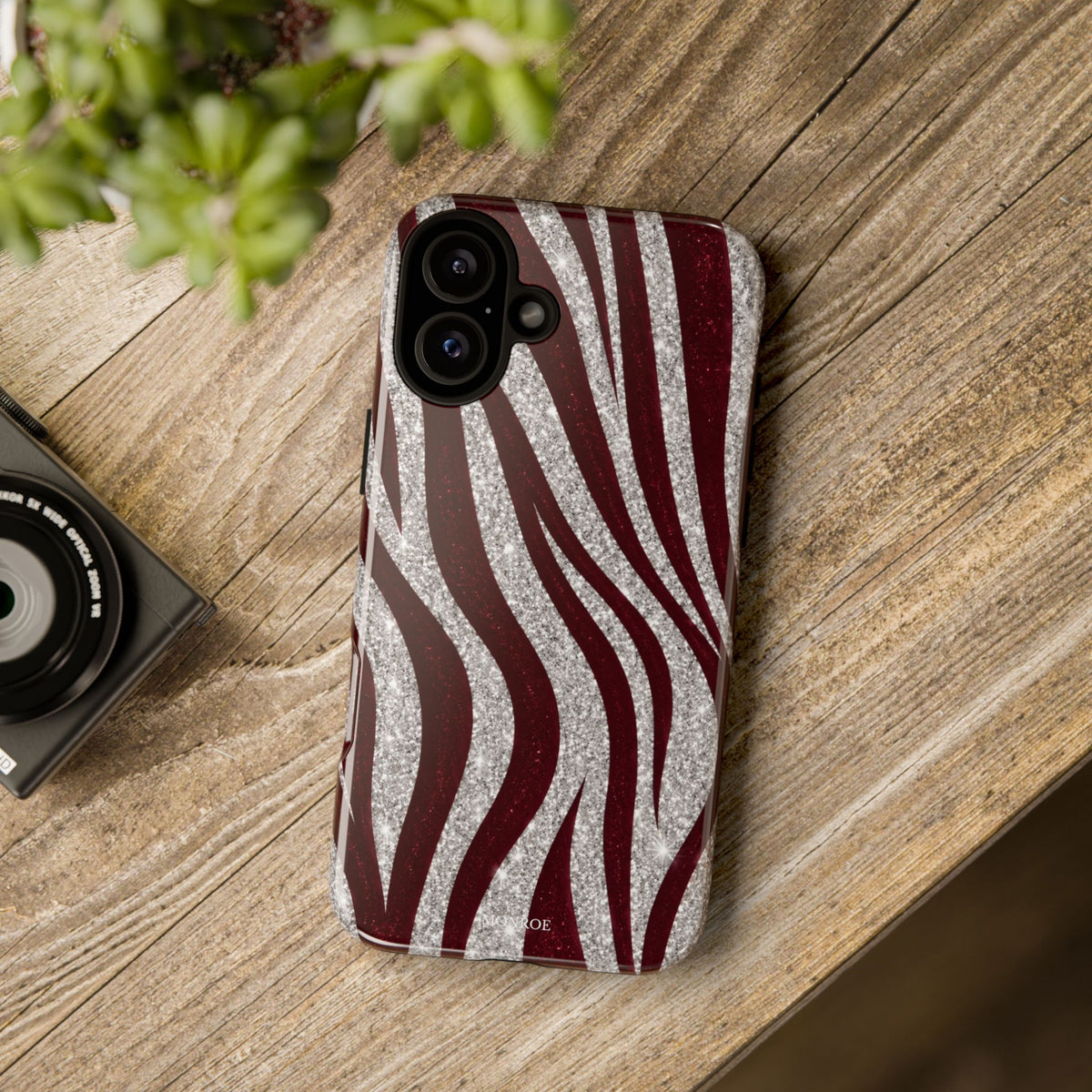 Burgundy Zebra Glitter Tough Case