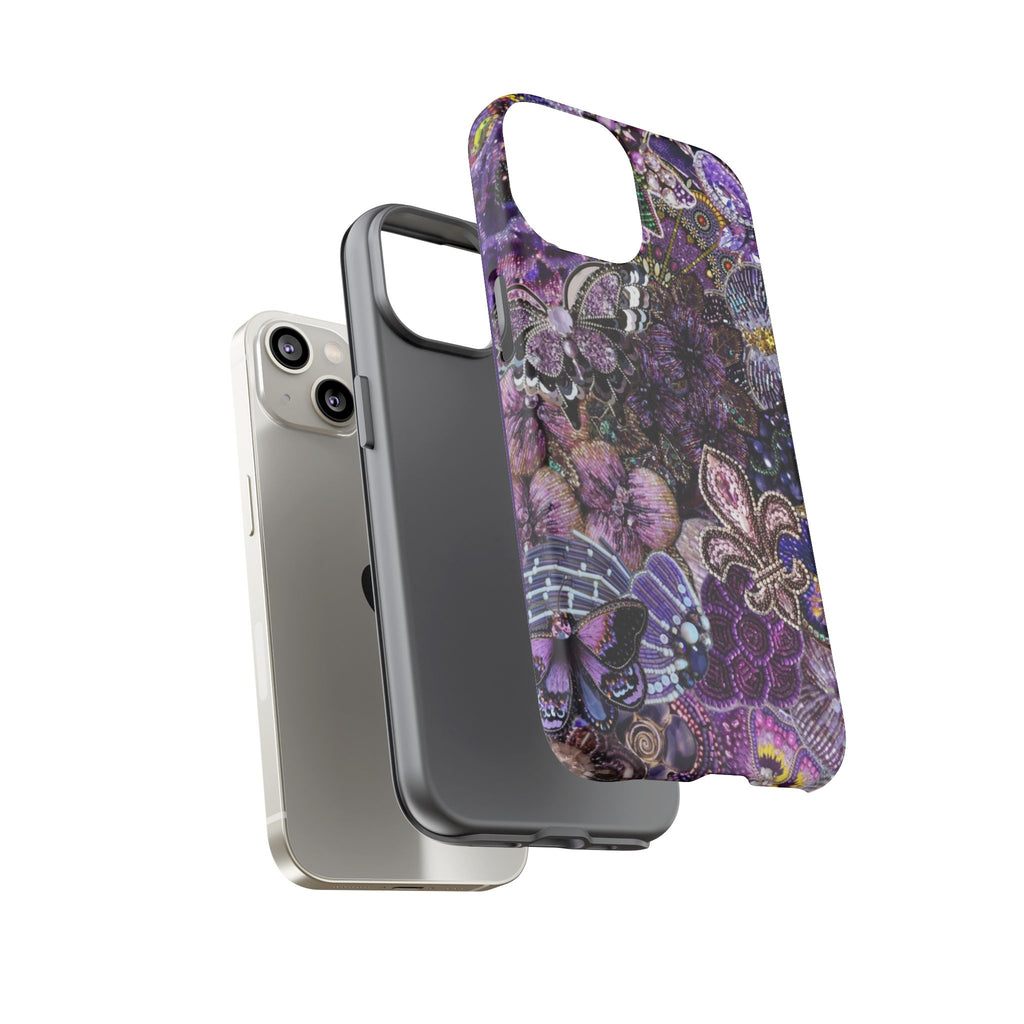 Purple Fleur-de-Lis Floral Tough Phone Case