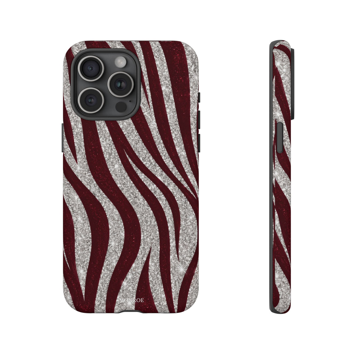 Burgundy Zebra Glitter Tough Case